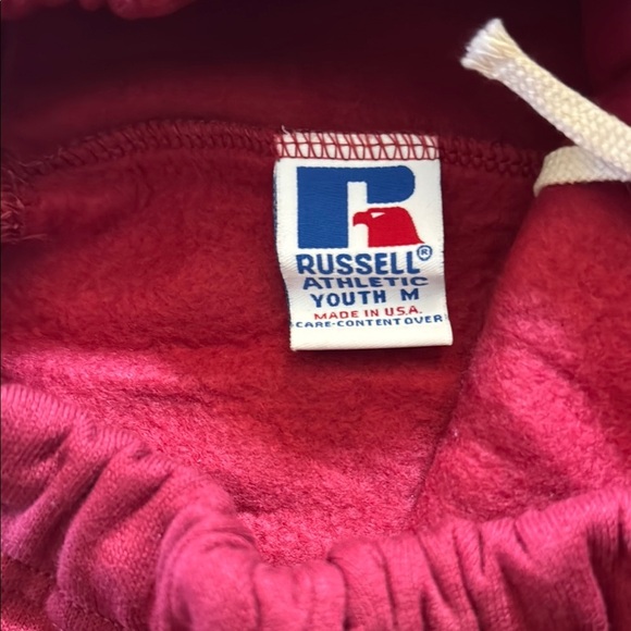 Russell Athletic Red Sweatpants Relaxed Fit Elastic Cuffs - Picture 4 of 5